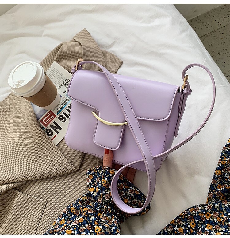 White Crossbody Bags For Women Small Handbag Cute Bag PU Leather Solid Color Hand Bag Ladies Evening Bags: Lavender