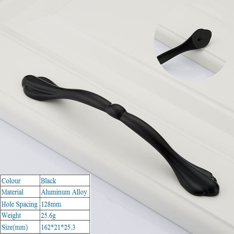 Zwarte Amerikaanse Aluminium Legering Deurgrepen Garderobe Lade Pull Keukenkast Knoppen Voor Meubels Handvat Hardware Accessoires: 9027-128mm