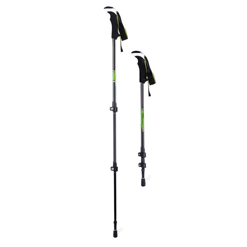 Ultralight Folding Walking Poles Carbon Fiber Trekking Poles carbon walking sticks with Tungsten Tips/Flip Locks: Green