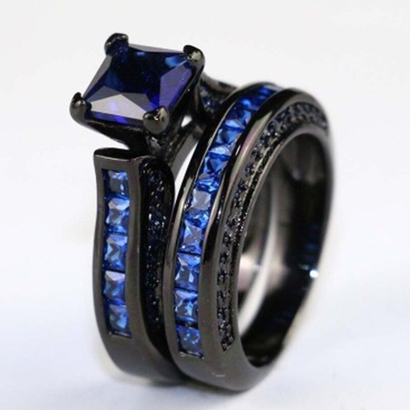 Fdlk Luxe Vrouwen Ring Blauwe Zirkoon Ring Set Bruiloft Ringen Voor Vrouwen Meisjes Verjaardagsfeestje Sieraden