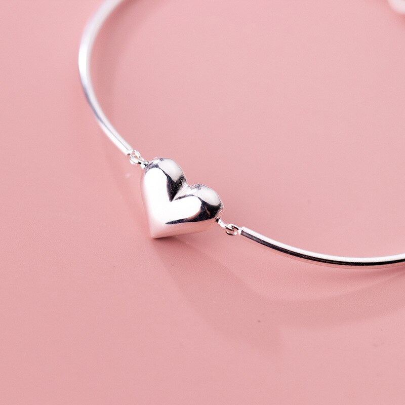 925 Sterling Zilver Verstelbare Hart Bedelarmband Voor Vrouwen Bangle Vriendin Bruiloft SL462