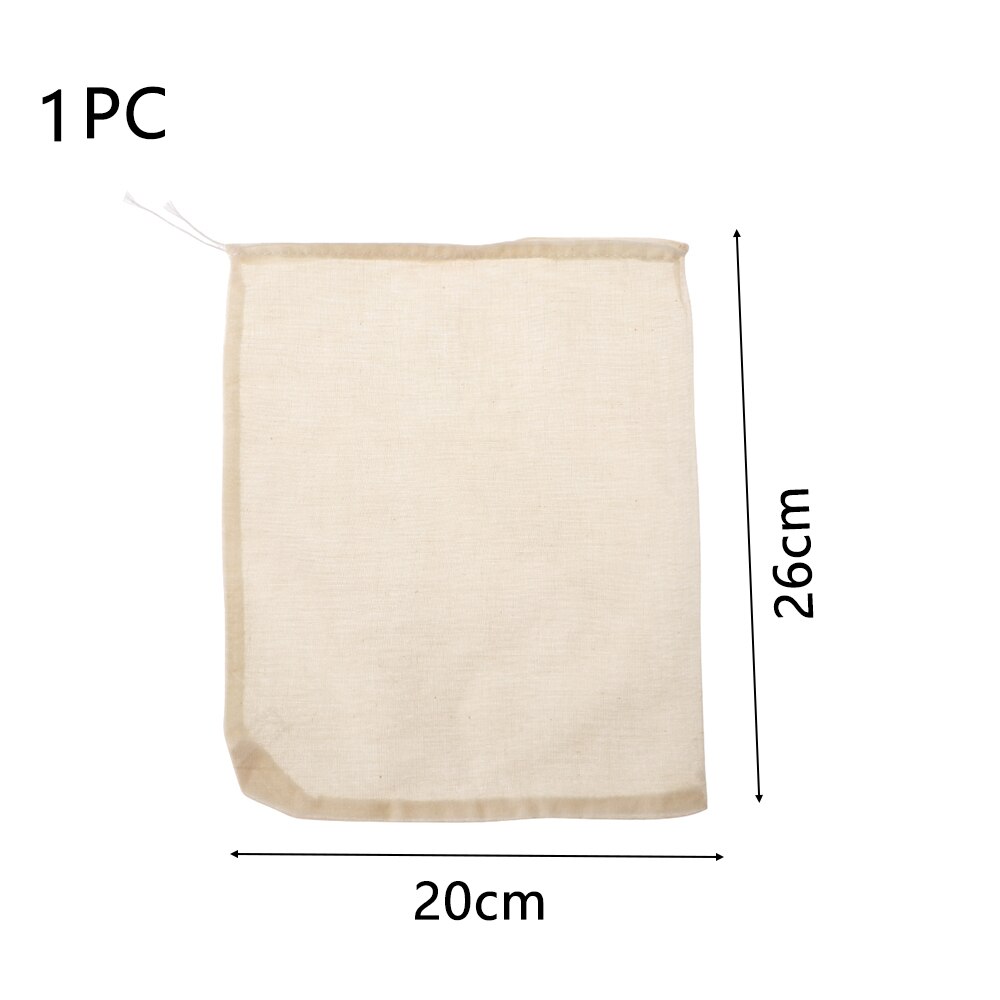 Colador reutilizable de algodón para especias, filtro de malla para alimentos, nueces, muselina y leche de hierbas, bolsa para colador, suministros de cocina 1 unidad