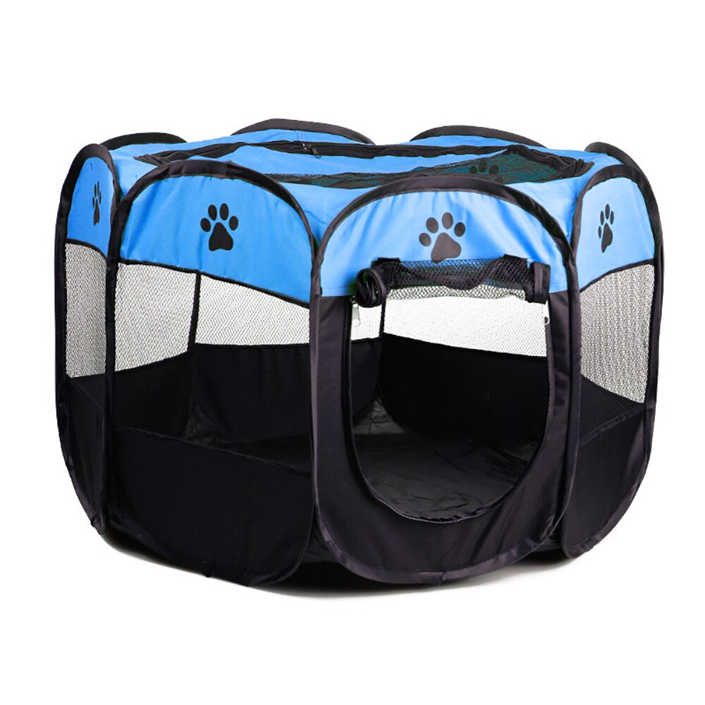 Koiran leikkikehät isot, kynä kennel koiranpennulle kissat kanit pienet eläimet, kannettava lemmikkiteltta sisä- ja ulkokäyttöön kahdeksankulmainen koirankoti: Sininen / 29.1 x 29.1 x 16.9 in