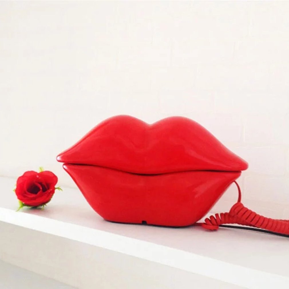 1pc europese stijl bedrade telefoon met grappige lippen in de vorm van een vaste telefoon voor thuiskantoor voor vrouwen