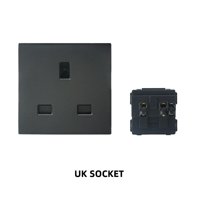 Prise de courant murale Usb, UK US, panneau plastique noir, Module de bricolage, fonction clé, combinaison libre prises électriques prise electrique prise murale prise usb encastrable douille legrand prise murale usb: UK Socket