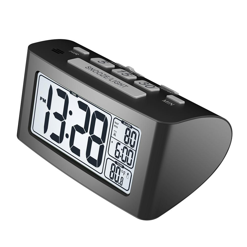 Baldr-horloge numérique LCD | Horloge de sieste, minuterie, température, affichage de la chambre à coucher, rétro-éclairé blanc, Table de voyage thermomètre, Snooze