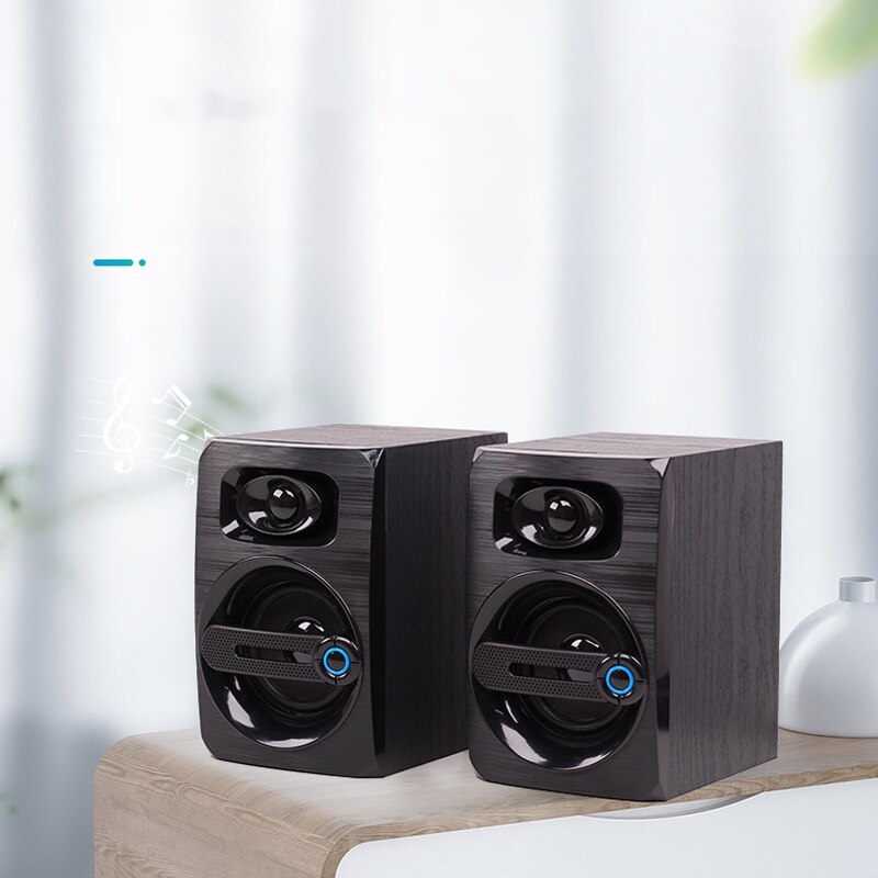 Draagbare mini usb bedrade houten combinatie luidspreker 2.0 multimedia computer luidspreker bas stereo muziekspeler subwoofer luidspreker pc