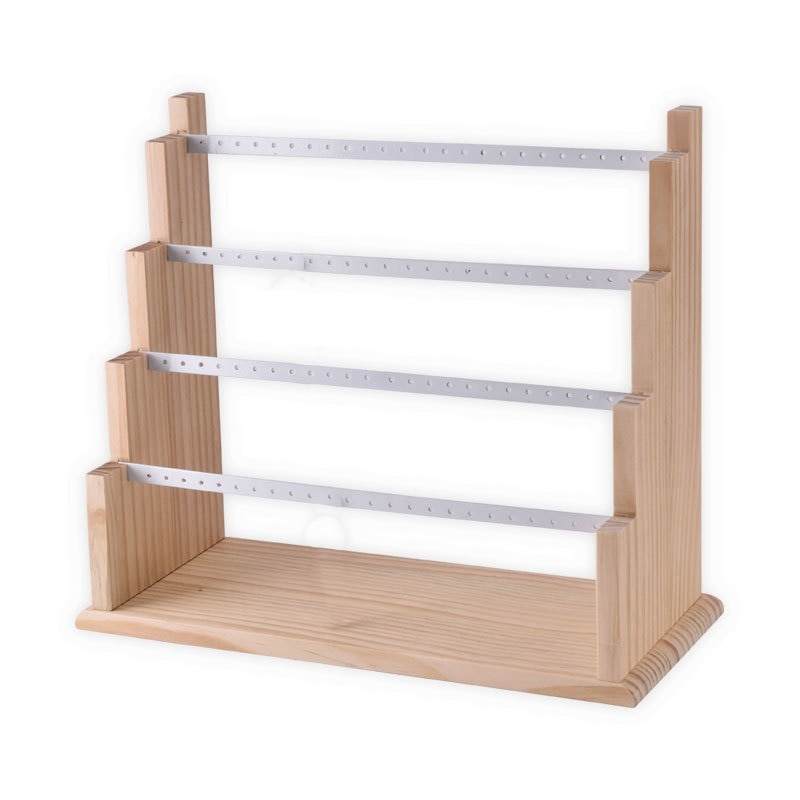 Sieraden display tray hanger oorbellen ringen display blokken massief houten sieraden display houder: Witte vierlaags
