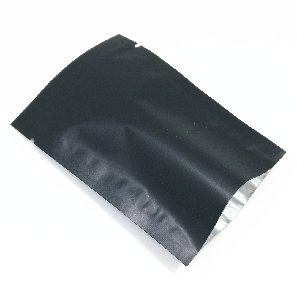 100Stck matt Schwarz Aluminium Folie Paket Heißsiegelfähigen oben offen Taschen für Bohnen Nüsse Getrocknete Lebensmittel Vakuum Lagerung Mylar Pack Beutel