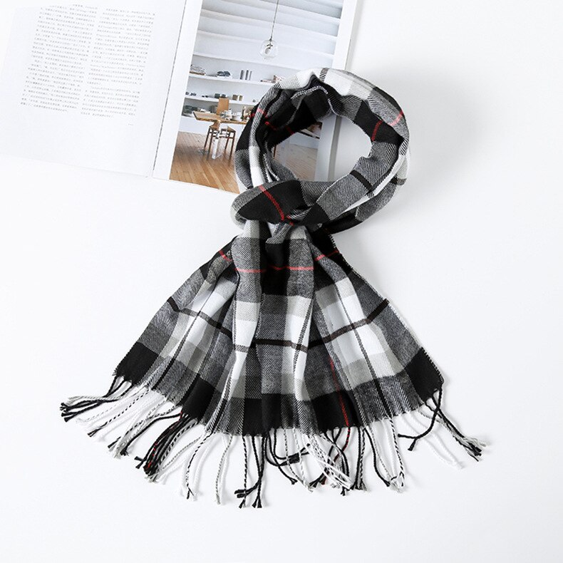 Kleurrijke Kasjmier Sjaals Herfst Winter Leuke Zachte Plaid Vrouwen Sjaal Warm Dames Sjaal Lange Wrap pashmina Unisex Vrouwelijke: White balck red