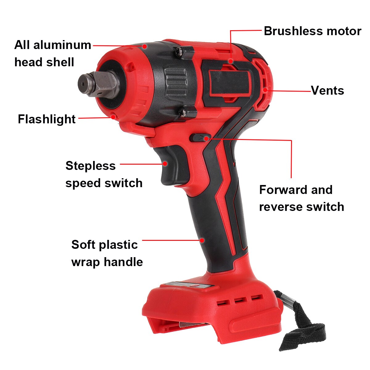 18V Cordless Electric Screwdriver Brushless Impact Wrench Rechargable Drill Driver Hammer with Light for Makita 18V Battery