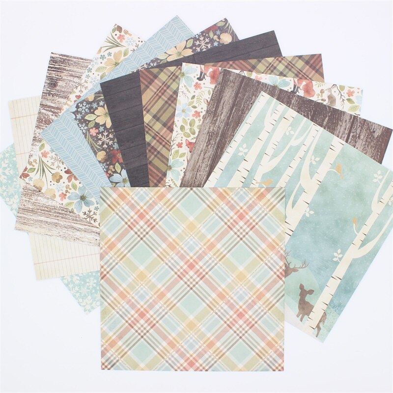 ZFPARTY 12pcs 6" Single-side Printed Snow Days painting papercraft art paper handmade scrapbooking kit set book