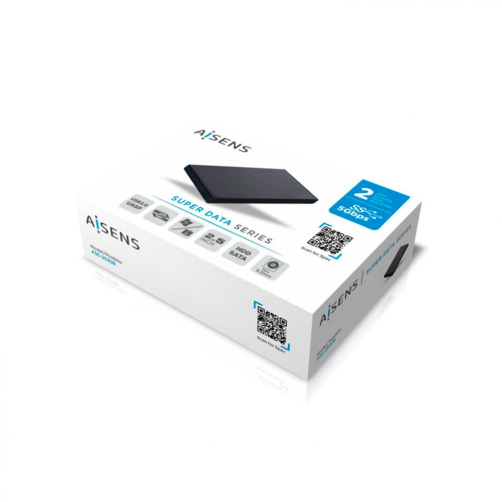 Pudełko zewnętrzne 2,5 ″ dyski twarde 9,5mm SATA I, II I III do 3.0 USB/USB 3.1 GEN1, aluminium, wskaźnik LED, czarny