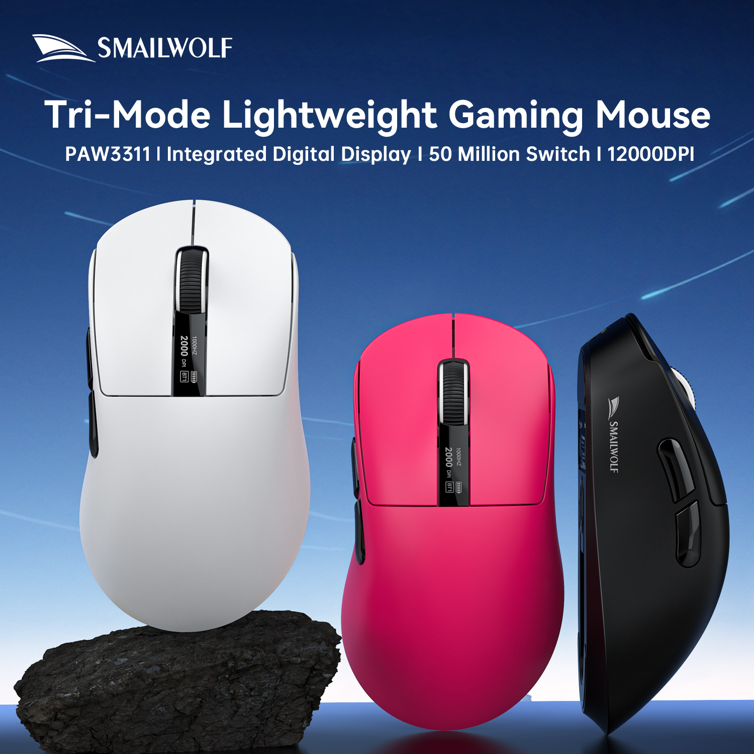 Smailwolf M6 Wireless Bluetooth Gaming Mouse Three-mode switching,magnetic charging,PAW3311 sensor,ultra-lightweight,ergonomic