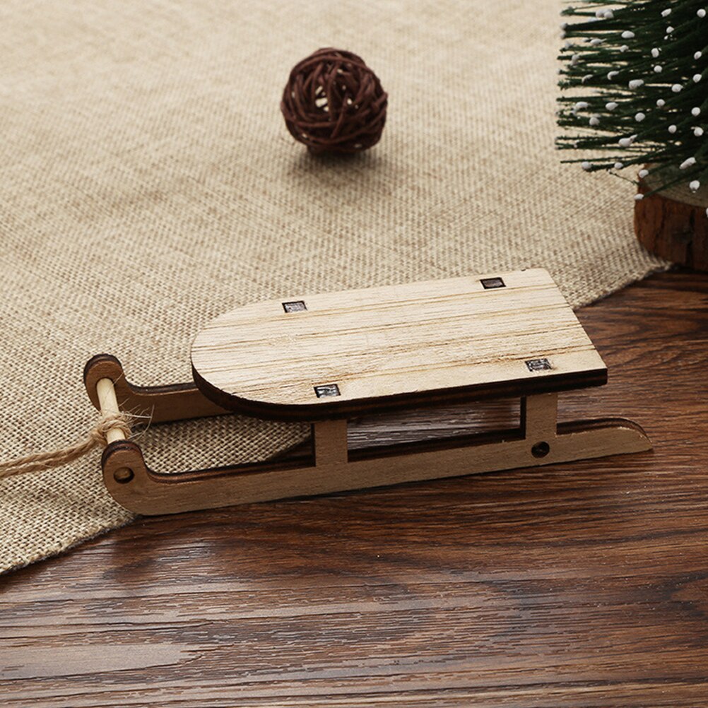 3Pcs Houten Decoratie Sleighs Decoratieve Kerst Tafelblad Slee Ornament Slee Delicate Leuke Mini Sleighs Miniatuur Sleighs