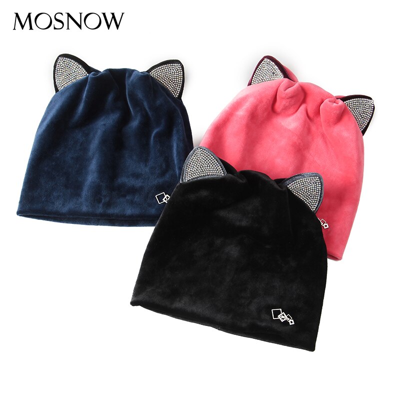 Wintermutsen dames muts effen kleur zacht voor de herfst fluwelen flanellen muts casual schattige strik voor meisjes skullies pet