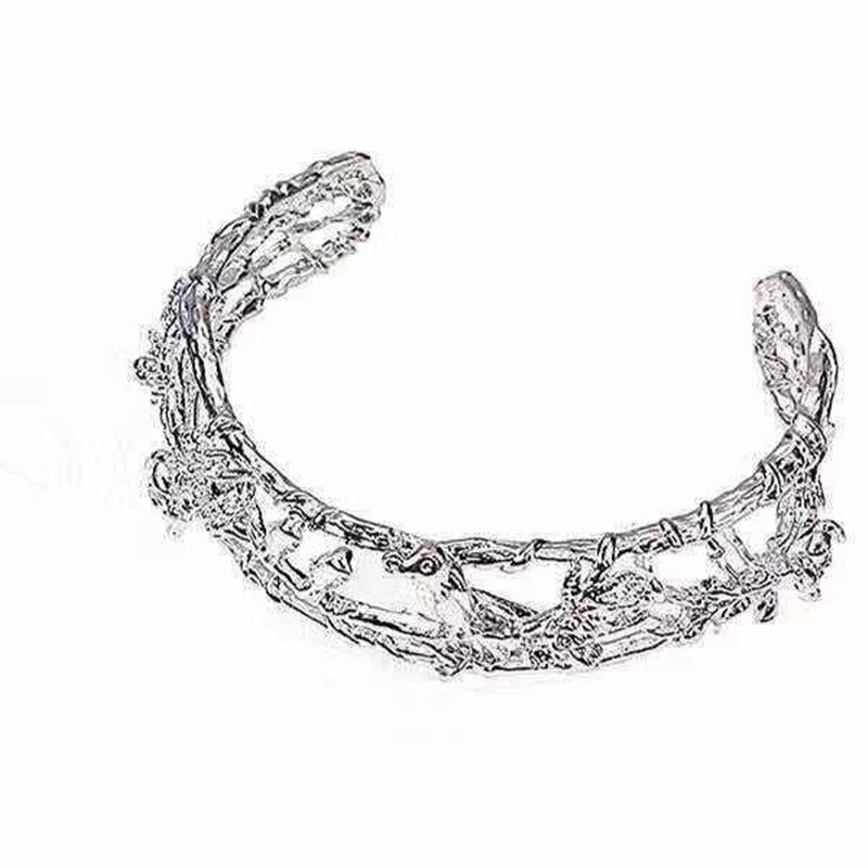 Chinese Butterfly Bells Ring Bracelet All-in-one Flower Bangle Charm Jewelry Silver Plated Bracelet Women Jewelry Accessories: Style 5