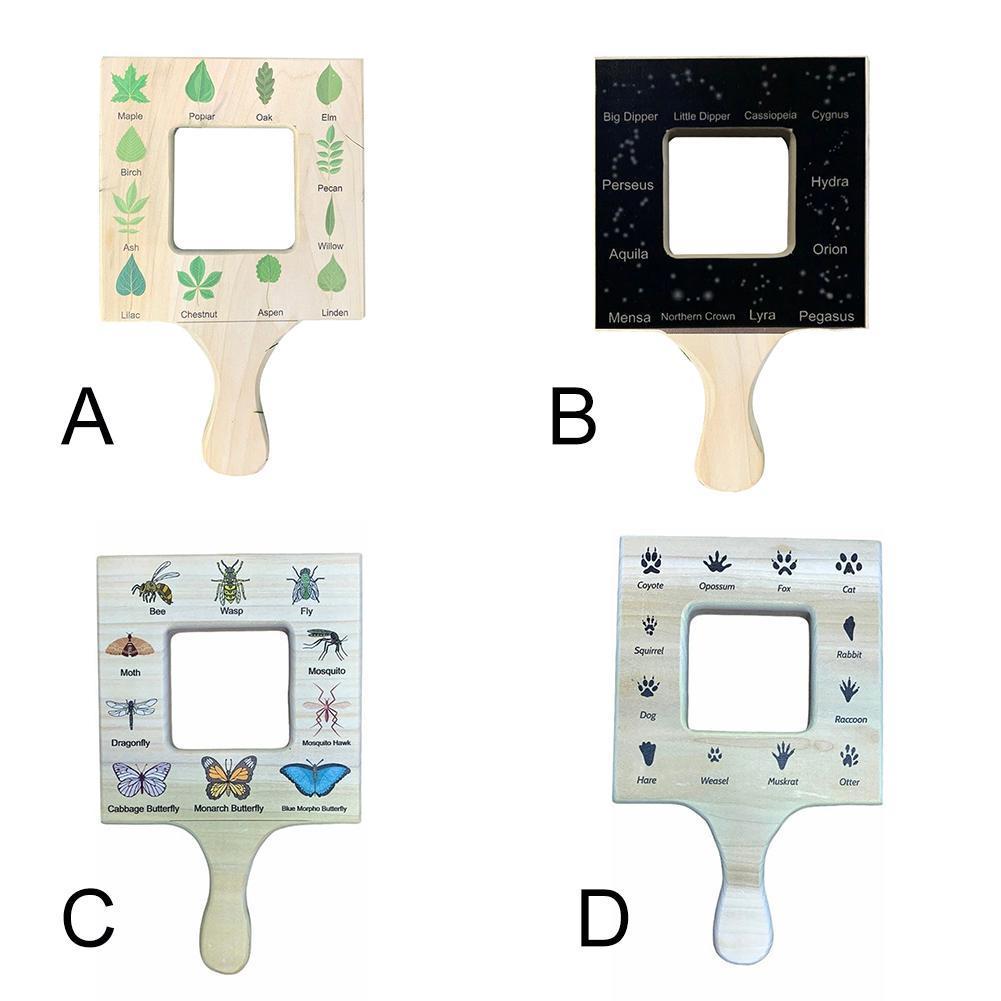 4pcs Nature Guide Finder Nature Viewfinder Double Sided Tool Identify Common Cloud Types And Foliage Wood Drawing Painting Aids