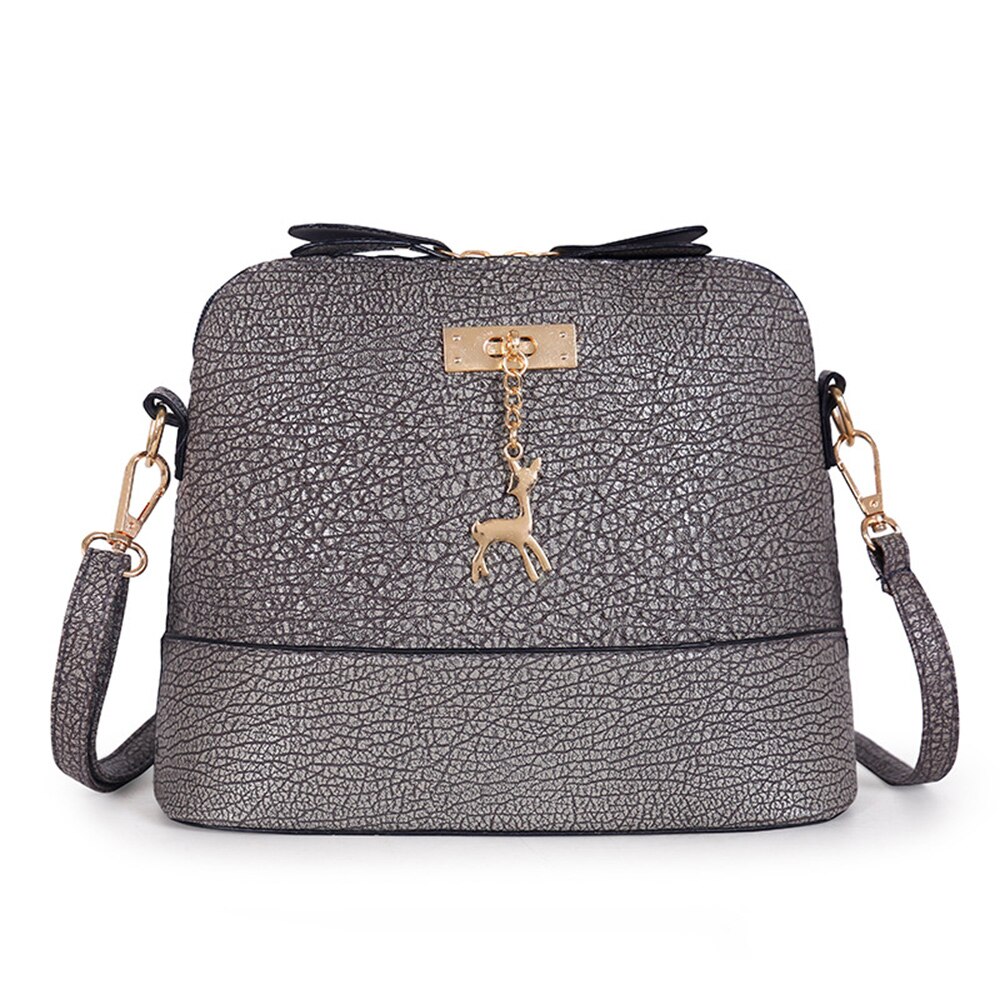 Pu Leer Vrouwen Schoudertassen Vrouwelijke Purse Herten Hanger Handtassen Meisje Mini Crossbody Tassen Vintage Kleine Mini Flap Bolsos: gray