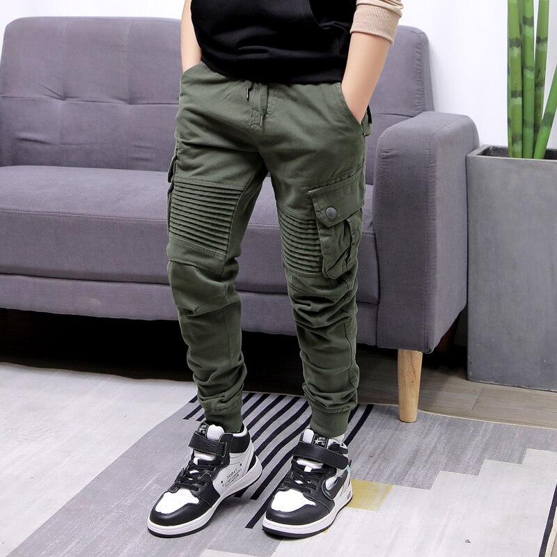 Boy Pants Korean Style Spring Autumn Cotton Sport Pants Enfant Garcon Kids Children Leisure Trousers: GREEN / 14