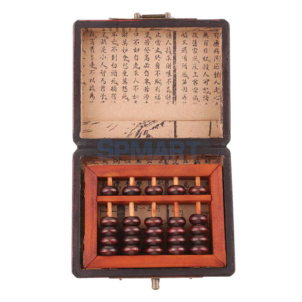 5 Rijen Vintage Chinese Houten Kraal Rekenen Abacus Met Doos Classic Oude Calculator Berekenen Tool Verzamelingen