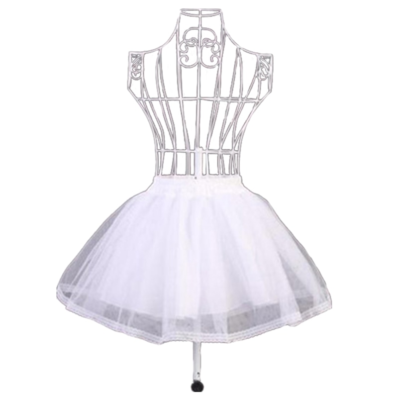 Frauen Braut Einzigen Schicht Chiffon Lolita Kurze Petticoat Ballettröckchen Felsen Blumen- Spitze trimmen Prinzessin Hochzeit kleid