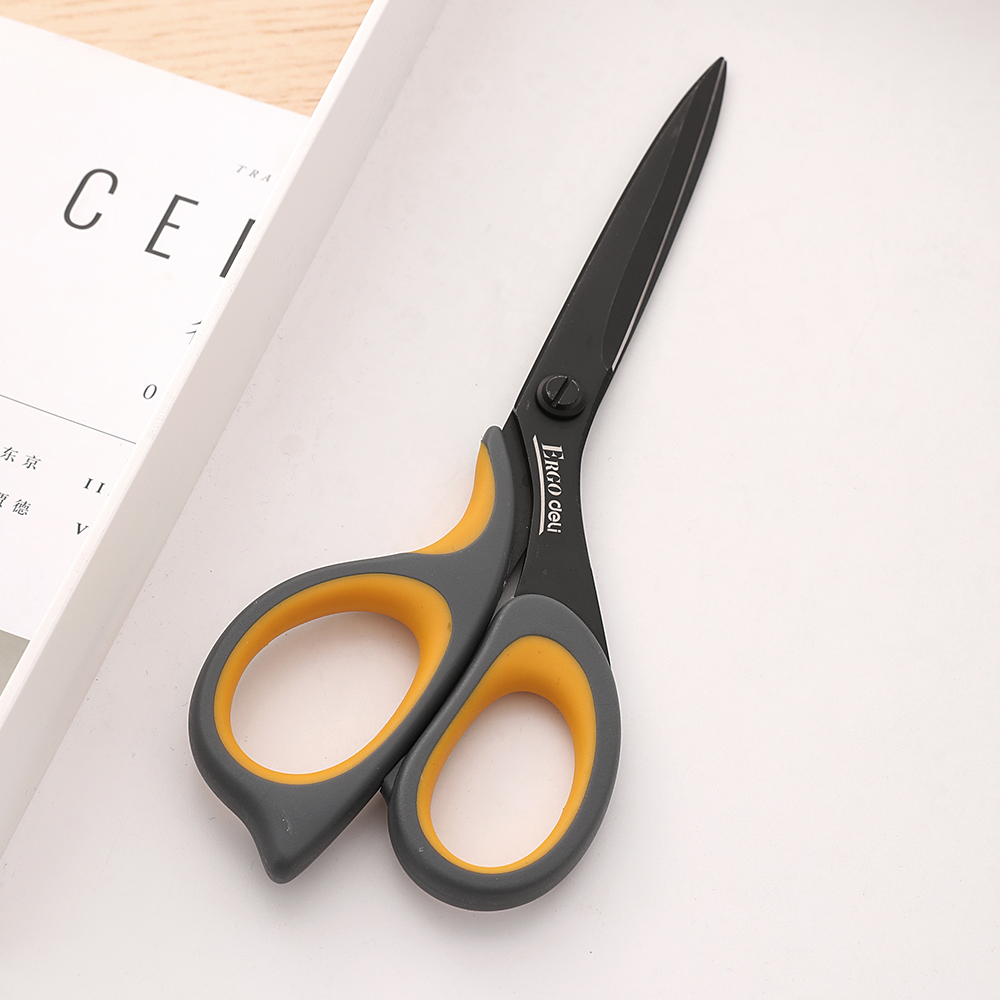 DELI Scissors E77757 Teflon coated Soft-touch 210mm 8-1/4 inch home office scissor hand craft scissors stationery
