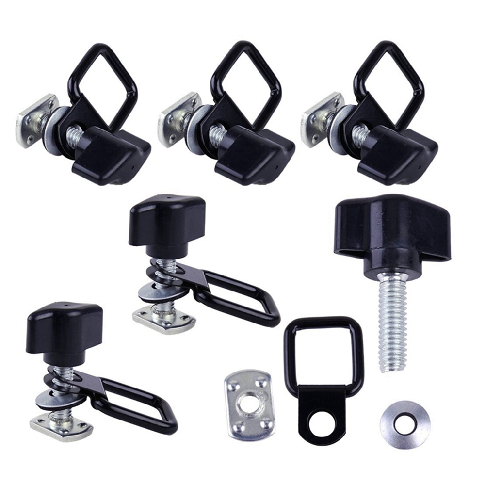 8 stuks/partij zwarte stalen d-ring spanbanden bolton aanhangwagen lading spananker voor jeep wrangler kofferbak lading net spanband