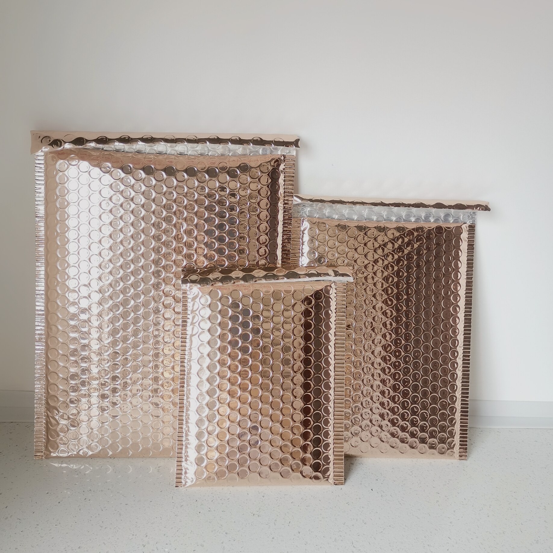 Guldrosa bubbla väska extra tjock poly vadderad bubbla kuvert 25 st 15 x 18cm/18 x 23+4cm multifunktionell mailer för paket