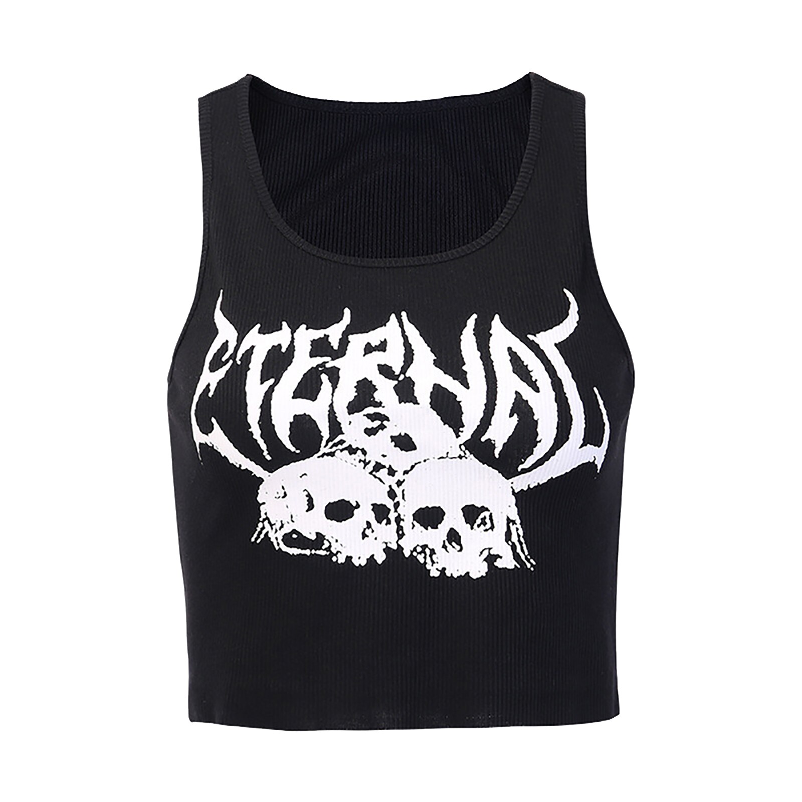 Free Shipping 2025 Gothic Punk Skull Print Tank Top Black S In