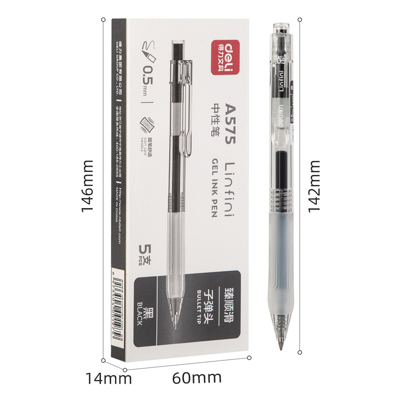 Juego De 5 Bolígrafo De Tinta De Gel Negro Roller, Retráctil Bolígrafo Roller Tinta De Gel Rellenable Punta De 0,38mm & 0,5mm, Bonitos Bolígrafos Para Oficinas Colegios Estudiantes Y Personal