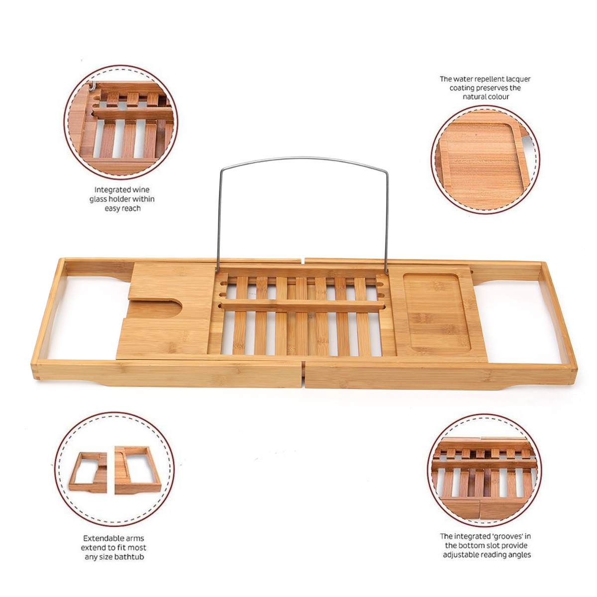 Bamboo Tablet Stand - Universal Holder for iPad Pro, iPhone, Badewanne Rack