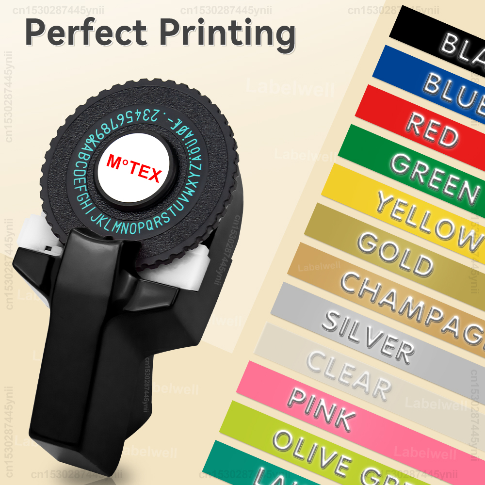 Portable Label Maker Motex E101 3D Embossing Label Printer DIY Dymo 3D Label Tape Replace for B90 Dymo 12965 Labeling Machine