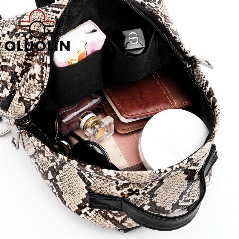 Women Leisure Backpack Serpentine Shoulder Bag Leopard Printed Bagpacks Student Bag Mochila Schoolbag Travel Back Pack