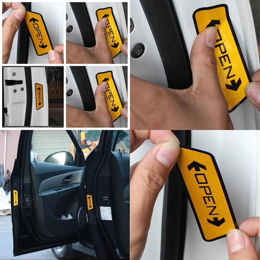 8/16 Stuks Auto Deur Opening Reflecterende Sticker Veiligheid Waarschuwing Sticker Accessoires Reflecterende Materiaal Waarschuwing Tape Voor Auto Veiligheid