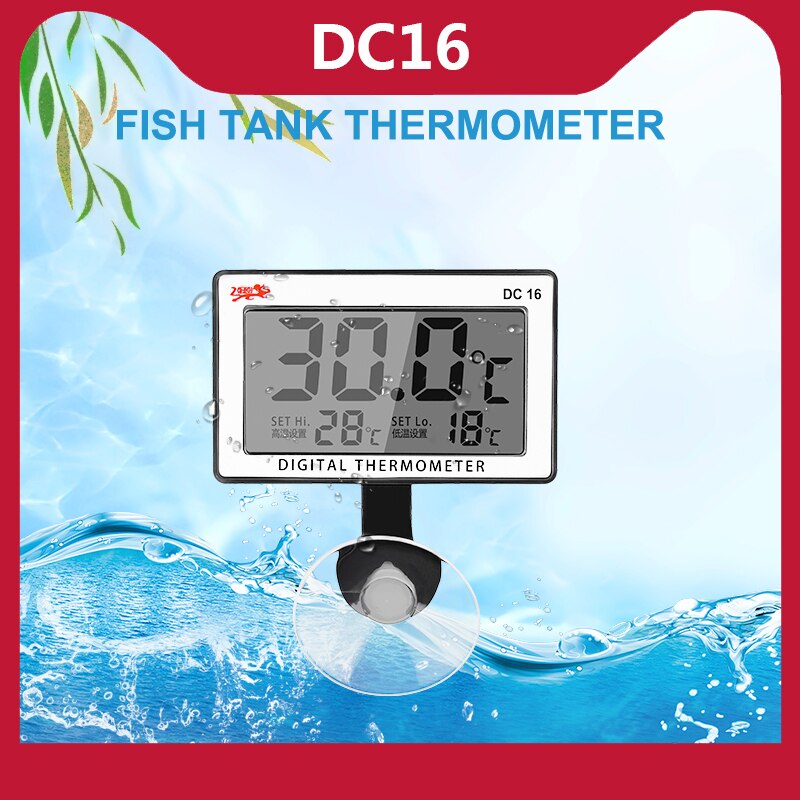 DC16 Waterdichte Digitale Lcd Fish Tank Thermometer Onderwater Temperatuur Met Zuignap Aquarium Water Temperatuur Meter