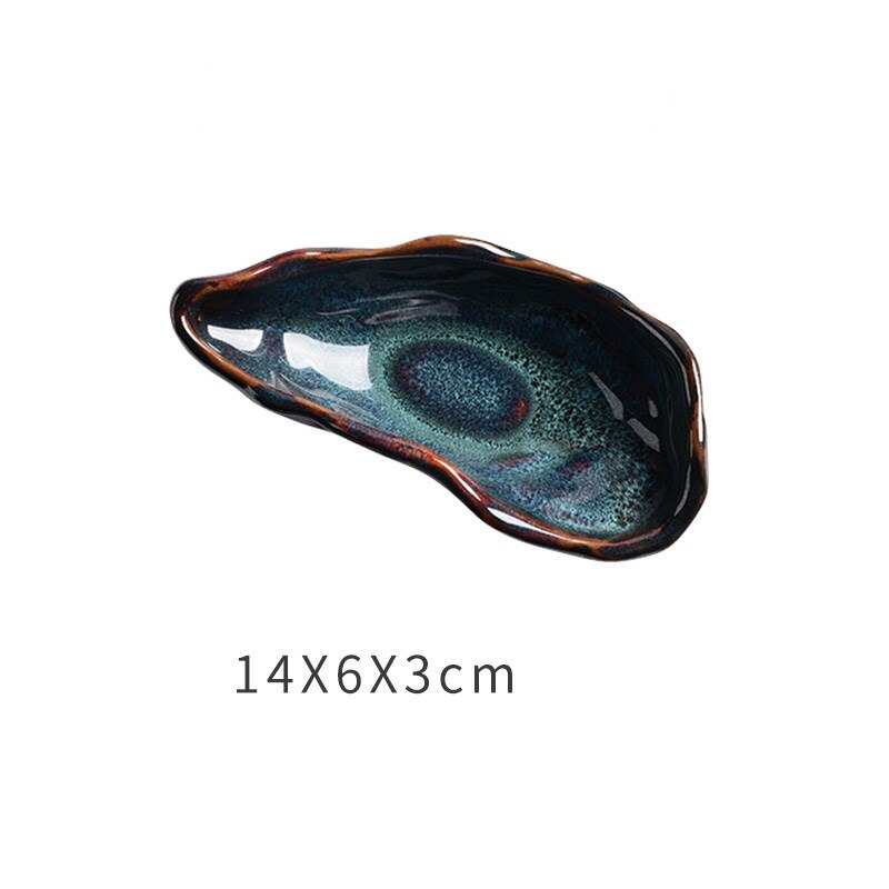 Irregular Ceramic Plate Oyster-shaped Dinner Plate Dessert Plates Fruit Snack Tray Decorative Plates Seasoning Bowl Spice Dishes: 5.5 inches
