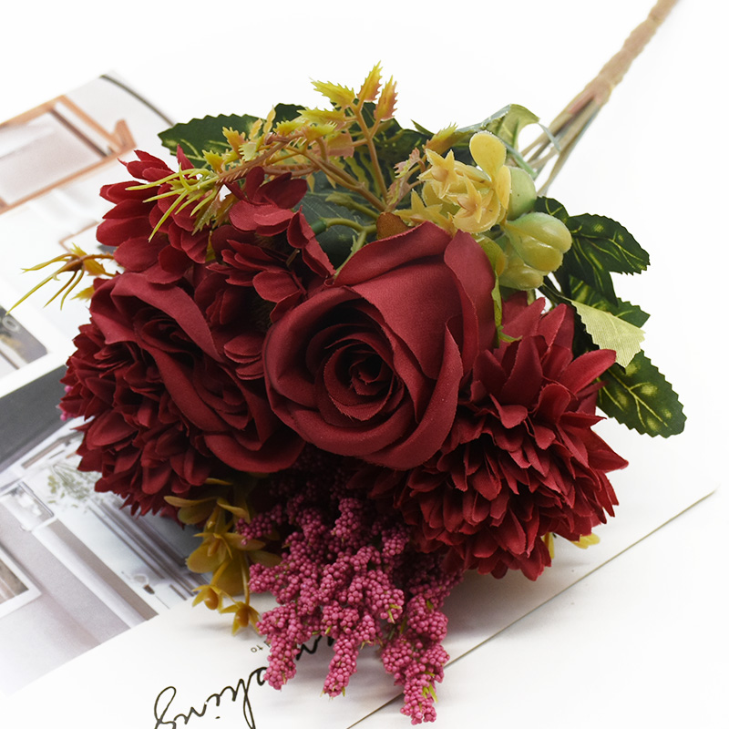 Kunstbloemen Bruidsboeket met rozenkrans Bruiloft Buiten Tuin Huisdecoratie DIY Cadeaus Accessoire: Blauw