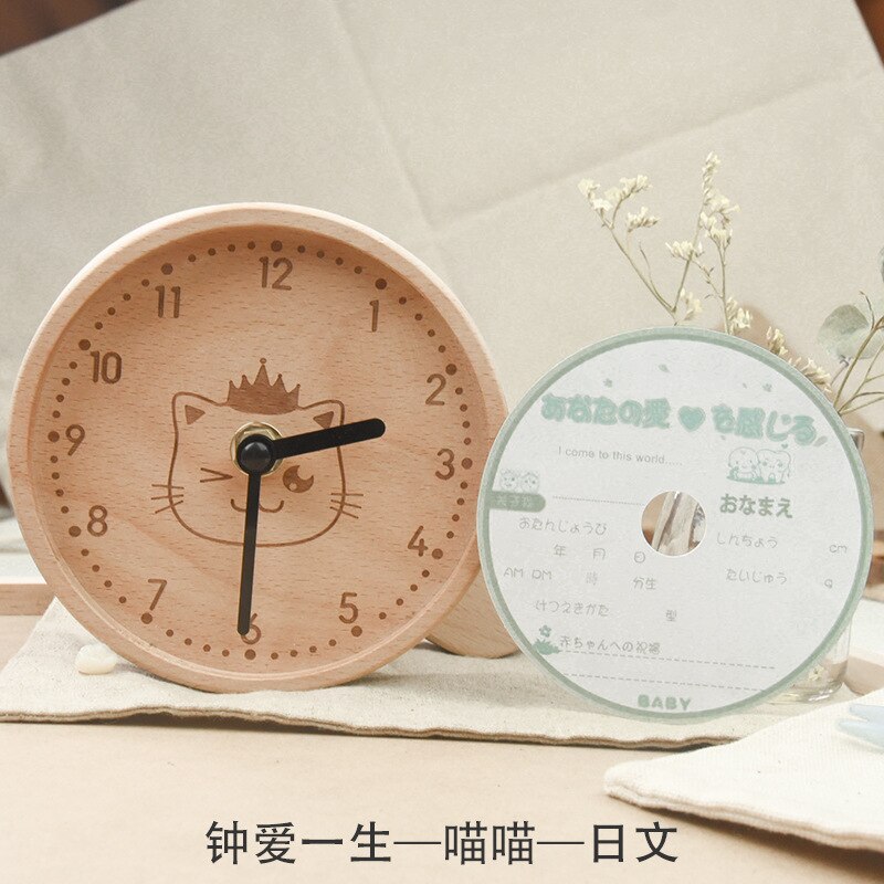 Ya wu horloge en bois fille et garçon bébé Lanugo bébé dents boîte enfants anglais japonais foetus cheveux dents boîte de rangement: Meow Japanese