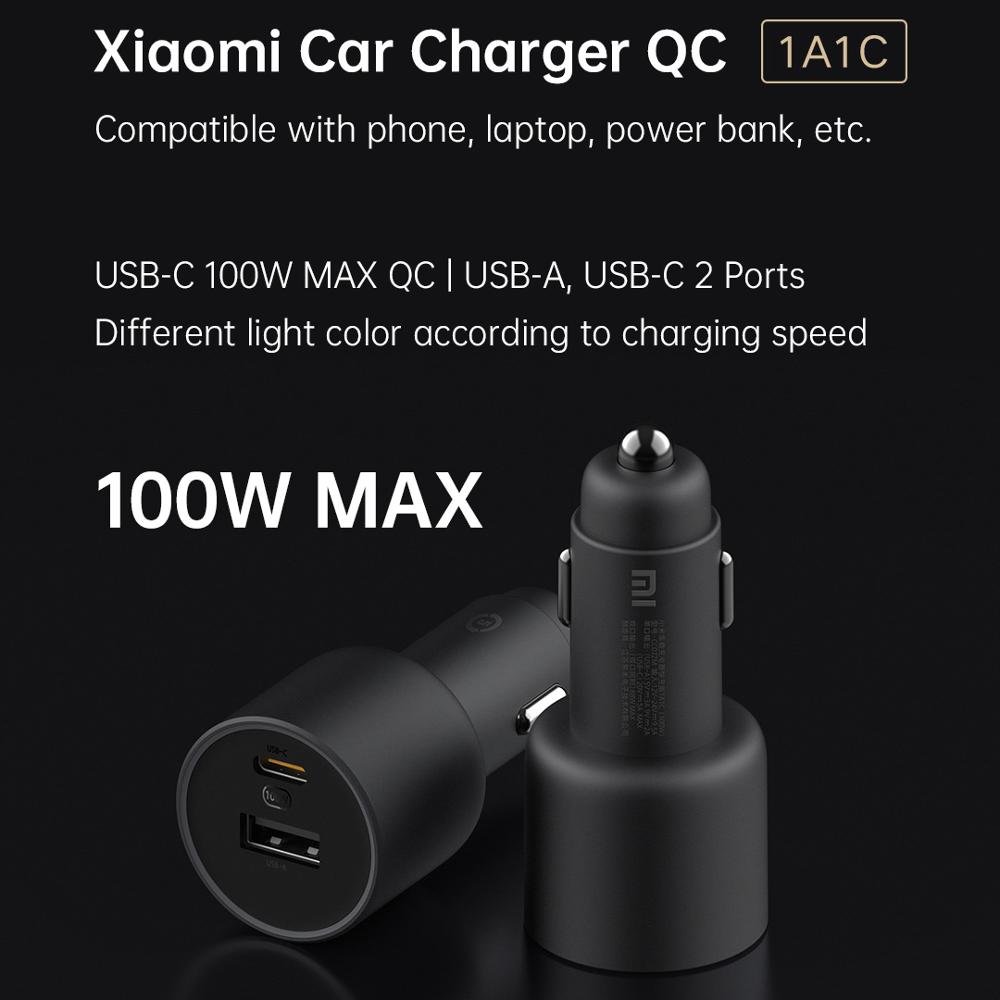 Novo xiaomi carregador de carro turbo qc 1a1c ver 100w max para mi 10 ultra portátil almofada celular pd saída inteligente múltipla seguro proteger