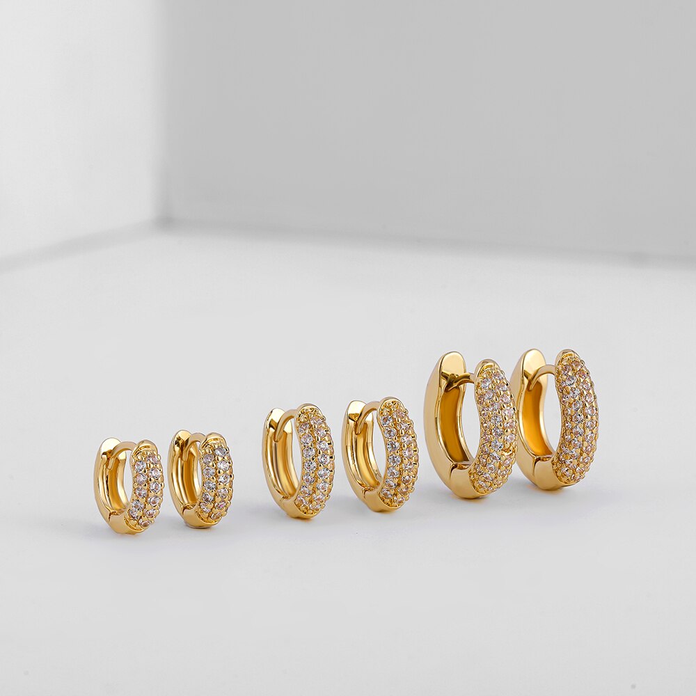 Kleine Geometrische Ronde Circlehoop Oorbellen Voor Vrouwen Clear Cz Zirconia Crystal Huggie Oorbel Oor Gesp Goud Koper Sieraden