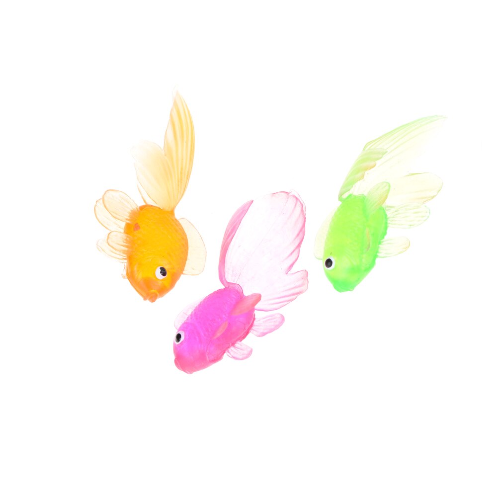 3/20 Teile/los Zufällige Farbe 4cm Weiche Gummi Gold Fisch Kleine Goldfisch freundlicher Spielzeug Kunststoff Simulation Kleine Goldfisch