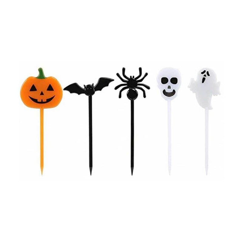 Halloween frukt liten gaffel bento dekorasjon gresskar flaggermus form dessert gaffel innleggskort kakevalg til fest kake dekorasjon