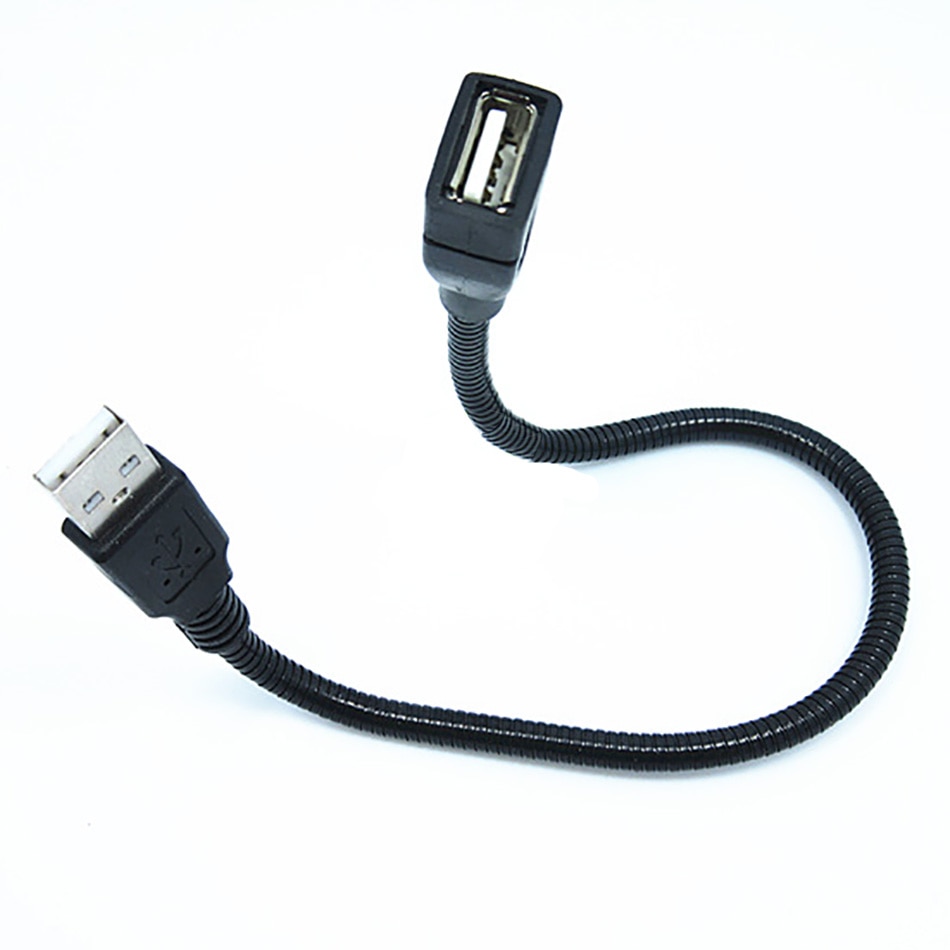 Flexible Metal USB Extension Cable Male to Female Power Supply Extender Data Cord 35cm