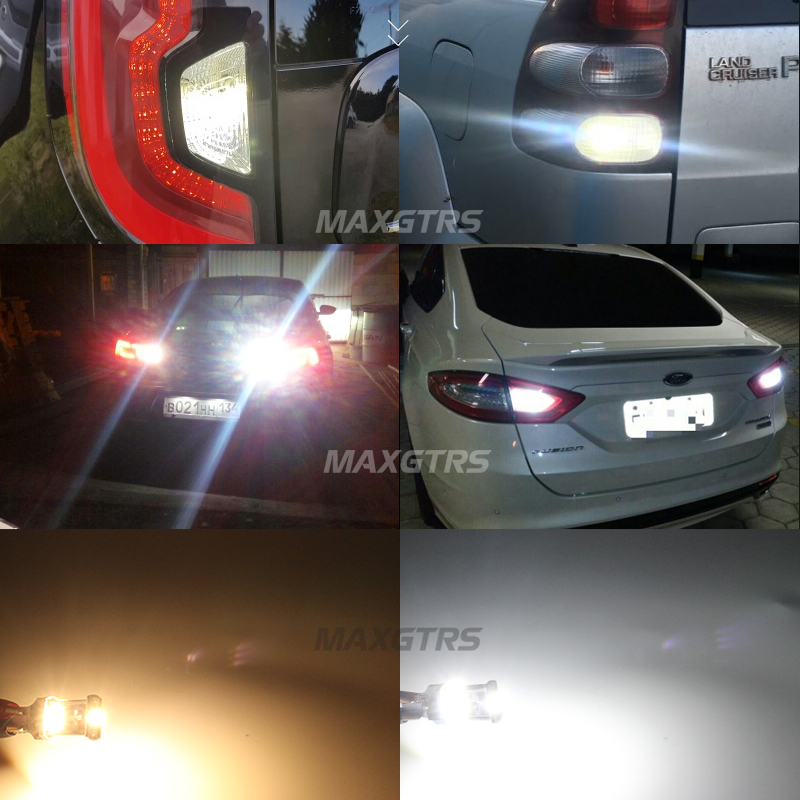 MAXGTRS 2x921 912 T15 W16W ampoule LED CANBUS sans erreur pour voiture de secours arrière arrière feux arrière blanc ambre blanc 4300 K