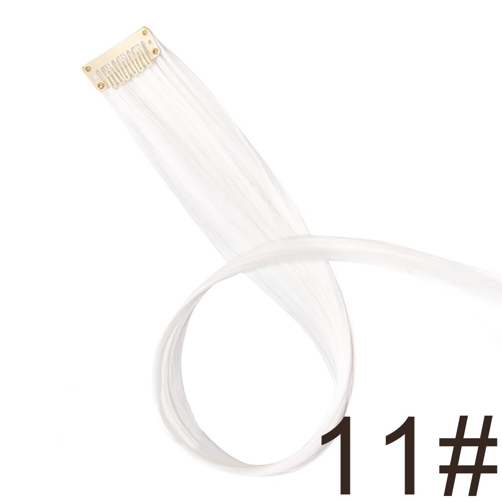 Long 20"Inches Synthetic Single Clip Hair Extensions Rainbow Colors Straight Hairpiece for Women 10PCS/pack: white