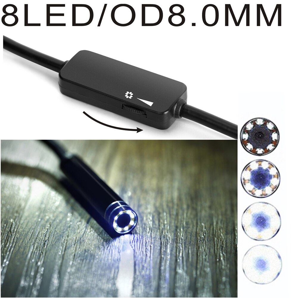 5M/10M WIFI Endoscope Camera 8mm Lens 2MP 720P Snake USB Flexible Hard Wire Android IOS PC 8LED Inspection Endoscope Camera