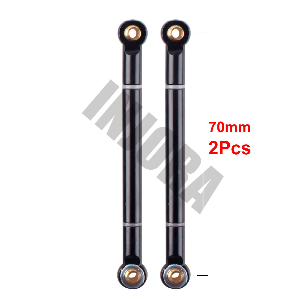 2PCS RC Car 70 80 90 100 110 120 130MM Red/Black Aluminum Alloy Link Rod for 1/10 RC Crawler Axial SCX10 D90 Upgrade Parts: 70MM Black