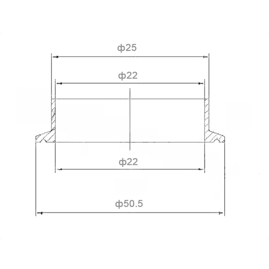 1pcs 304 Stainless Steel Sanitary Fitting Weld Ferrule Fits 2" Tri Clamp 19/25/32/38/45/51mm Tube OD: 25mm