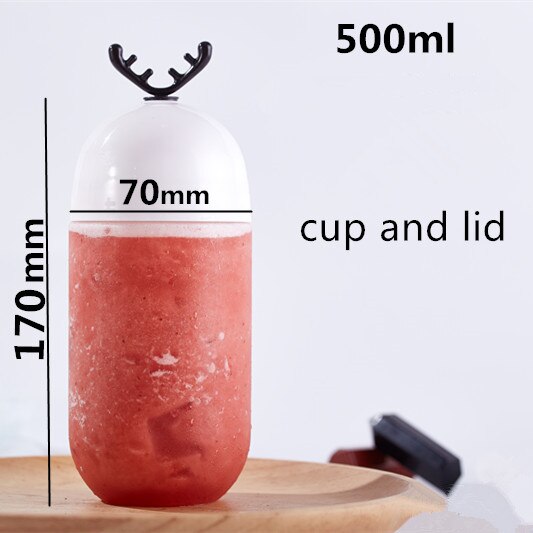 10 Stuks Transparante Wegwerp Melk Thee Cup Party Verjaardag Gunst 500 Ml Leuke Koffie Sap Koud Drankje Plastic Bekers met Deksel: cup and lid